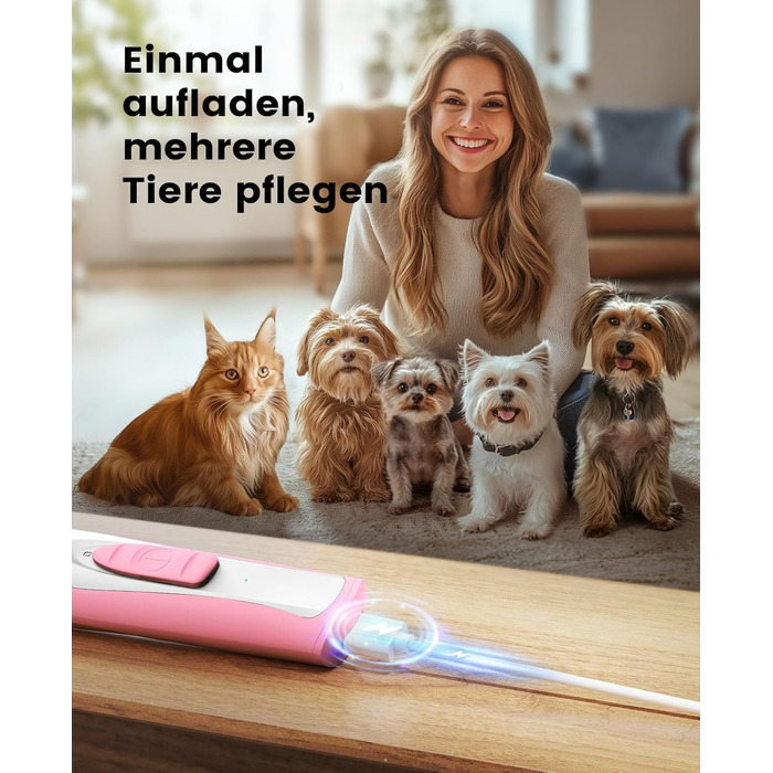 Триммер для собак Oneisall Paw Trim Pro з LED-підсвічуванням, рожевий: безпечна стрижка лап, очей, вух та обличчя