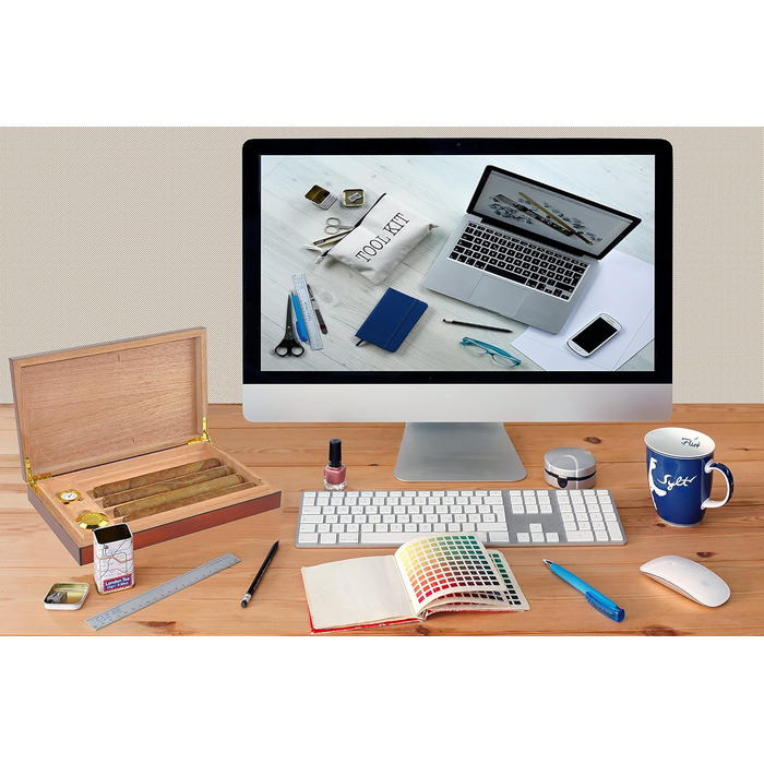 Вологозбережувач для сигар Eitida на 25-50 сигар з прозорим скляним дисплеєм, ручної роботи з іспанського кедру з перегородкою, зволожувачем та гігрометром, чорний ебоніт (Sapeli-kirsche_5ct)