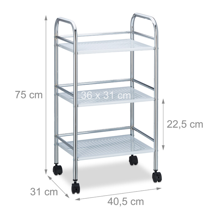 Relaxdays Serving Trolley Metal with 3 Shelves