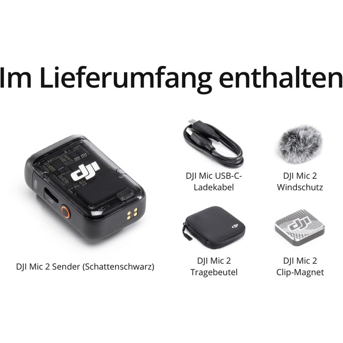 Беспроводной петличный микрофон DJI Mic 2 (черный) с Bluetooth, шумоподавлением, 48 кГц, 32-bit Float, дальность 250 м для камеры, телефона, видеоблога