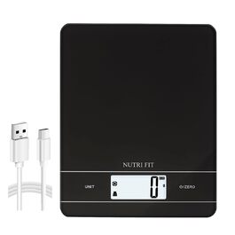 Електрична кухонна вага NUTRI FIT EK9380HR-schwarz: цифрова вага для приготування їжі, 5 кг, USB-C, LCD, чорна