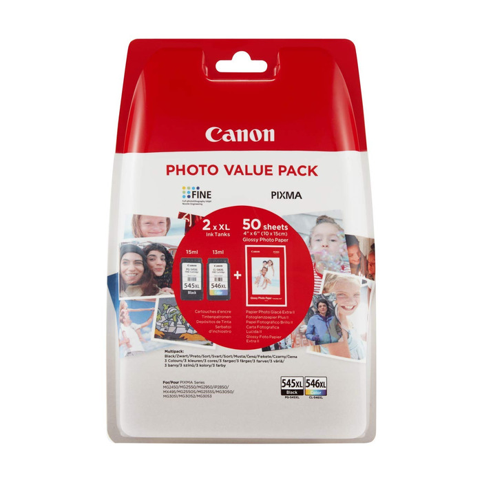 Комплект оригінальних картриджів Canon PG-545XL та CL-546XL FINE з фотопапером, збільшений ресурс