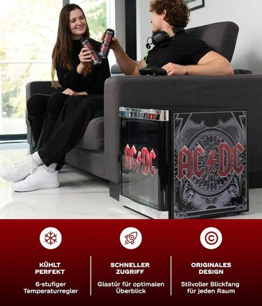 Міні-холодильник AC/DC CUBES 48 л з скляними дверцятами та змінним напрямком відкривання | Тихий та енергоефективний (39 дБ) | Ідеально підходить для бару, офісу та геймінгу | Культовий дизайн для шанувальників року