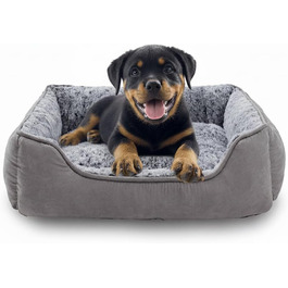 М'яке ліжко-софа для собак X-Small, сіре, 50x48 см, з плащової тканини, антиковзаюча підставка, для заспокоєння