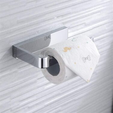 Chrome Solid Brass Toilet Paper Holder - Wall Mounted, 20cm - No Cover