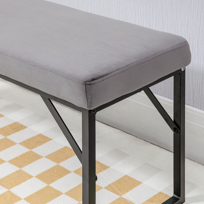 HOMCOM Upholstered Bench with Velvet Look, Bed Bench, Vanity Bench, Entryway Bench for Living Room, Bedroom, Dark Grey, 115x46x49 cm