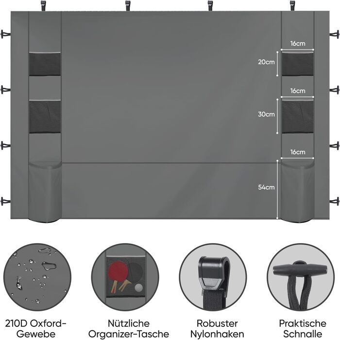 Sekey One-Touch Pop-Up Pavilion 3x3 Waterproof, Winter-Proof, Foldable 3x3m Pavilion with Thickened Tubes, Party Tent Pavilion for Camping, Festival, Party (Gray, with Back Wall)