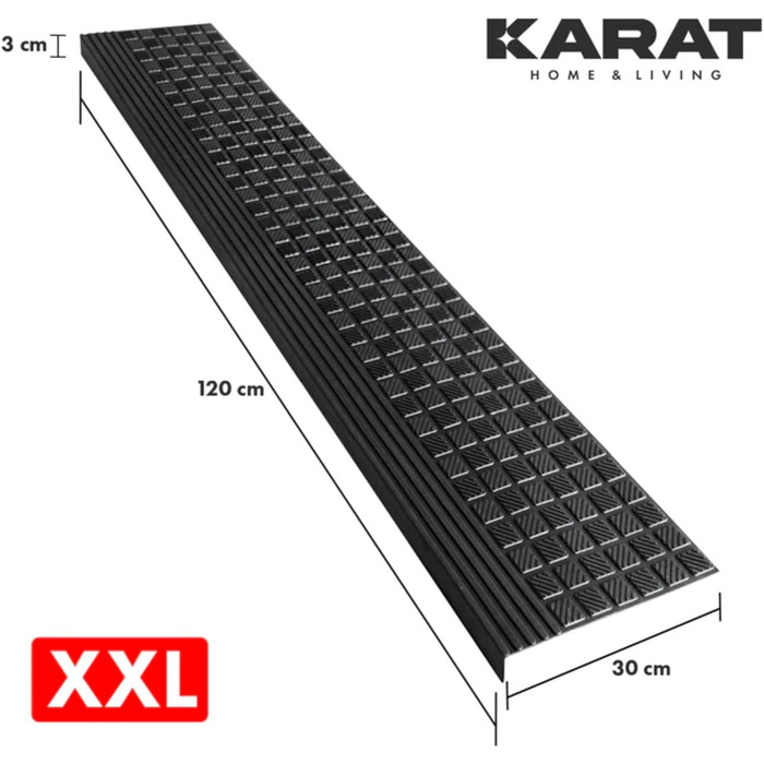 Гумові килимки на сходи KARAT - набір 5 шт. Антиковзкі, для вулиці, 30x120 см