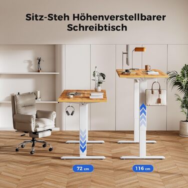 Регульований за висотою стіл Agilestic: електричний, з пам'яттю, ергономічний, 140x60 см, білий (світло-коричневий)