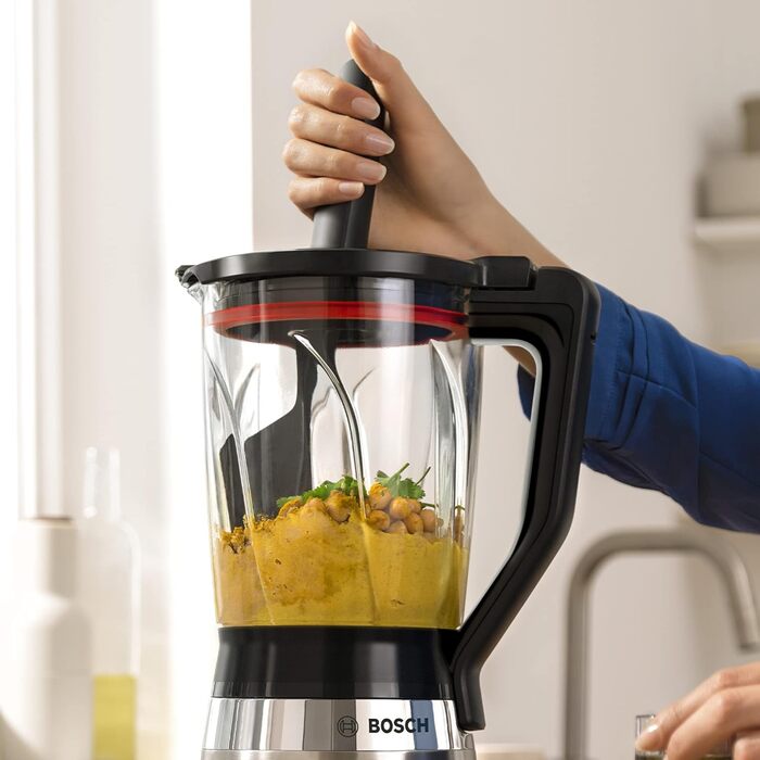 Блендер стаціонарний Bosch VitaPower Serie 4 MMB6382M, 1200 Вт, 1,5 л, скляна чаша, леза з нержавіючої сталі, Німеччина, 30 000 об/хв, аксесуари для посудомийної машини