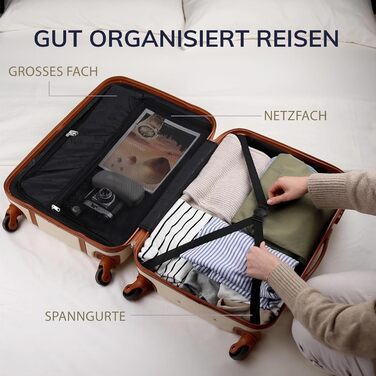 Набір валіз FERGÉ Milano 3 шт. з жорсткою оболонкою (ручна поклажа, L, XL) - 4 колеса, 100% ABS, кавовий колір