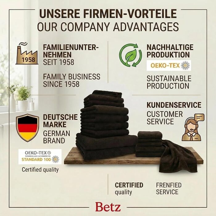 Набір рушників Betz Premium з 10 предметів, 100% бавовна, темно-коричневий (4 рушники 50x100 см, 2 банні 70x140 см, 2 гостьові 30x50 см, 2 рукавички)