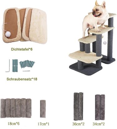 Сходинка для собак Mekidulu, 2/3/4/5 сходинок, регульована висота, сходинка для котів, для літніх котів, знімні та миючі подушки, для маленьких собак, водонепроникна