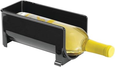 mDesign Modern Bottle Holder (8 Pack) – Stackable Bottle Rack for Water Bottles and Drinking Bottles – Wine Bottle Holder for Kitchen or Pantry – Black