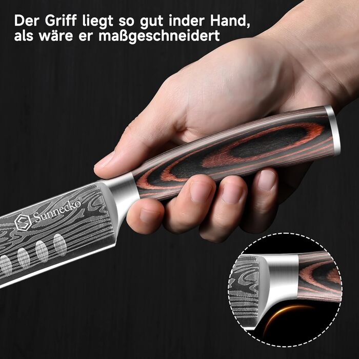 Ніж Sunnecko для овочів та фруктів 9 см: універсальний кухонний ніж з нержавіючої сталі з ергономічною ручкою