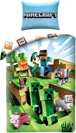 Комплект постільної білизни Halantex Minecraft Какти, що біжать, 140x200 см, бавовна, оригінальний дизайн
