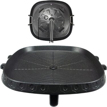 Square Korean-style grill pan with Maifan-coated surface, non-stick, smoke-free grill plate for indoor and outdoor use, grill, 32 x 32 cm