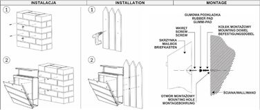 Поштовий ящик сталевий антрацит з газетницею, настінний - Verzinkter Stahl