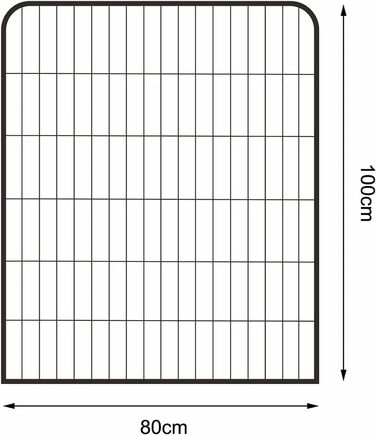 Lionto Загін для цуценят та дрібних тварин з міцного металу, 80x80 см, розширюваний загін для цуценят у квартиру, огорожа для собак у сад, з дверцятами з замком, стійкий до погодних умов, 8 елементів (розмір 3: Ш 77 см / В 100 см)