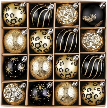 Набір новорічних кулічок Valery Madelyn (16 шт, 6 см) - червоно-зелено-золотий декор, з подарунковою упаковкою