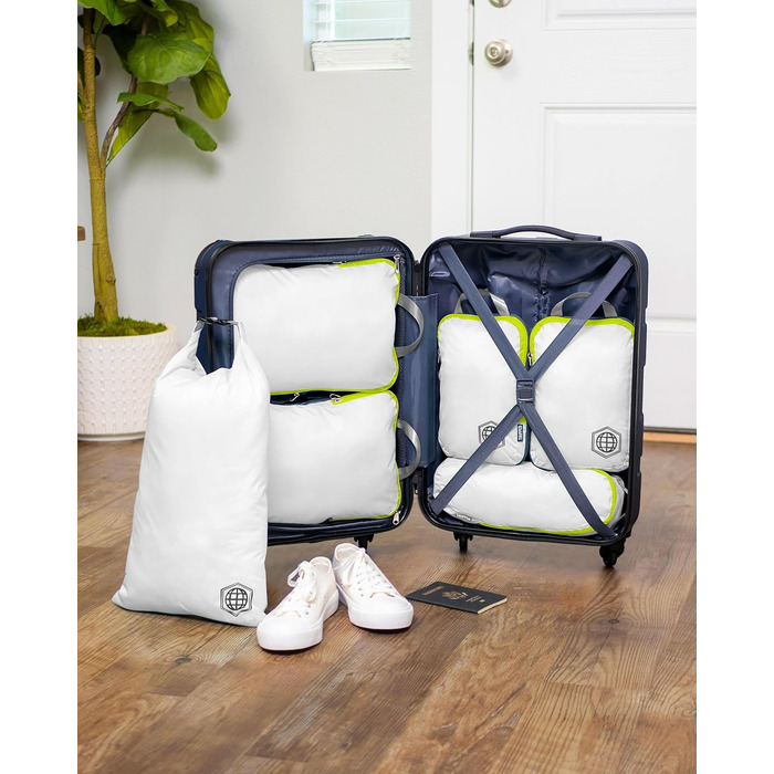 Набір кубиків для пакування TRIPPED Travel Gear: 6 шт. для подорожей, білий та зелений