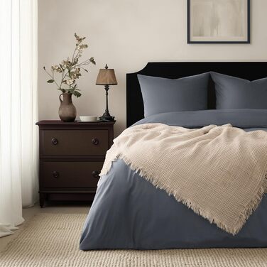 Комплект постільної білизни 135x200 зелений бавовна 4-х частинний, комплект постільної білизни салатовий, 2 наволочки 80x80 см, постільна білизна ÖKO-TEX Aesthetic 100% бавовна з блискавкою (сірий, 2-х частинний | 135x220 см)