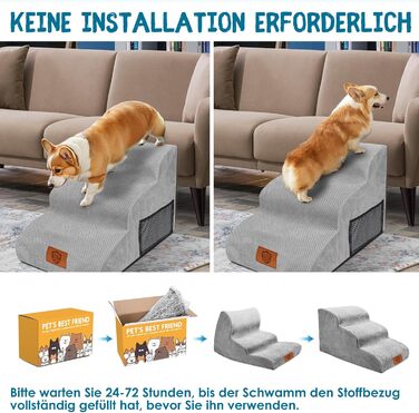 Pet Stairs, Dog Stairs for Small Dogs, Waterproof Dog Stairs 40 cm High, Injury Prevention High-Quality Sponge Cat Stairs, Non-Slip Washable Dog Ramp for Sofa Bed Car
