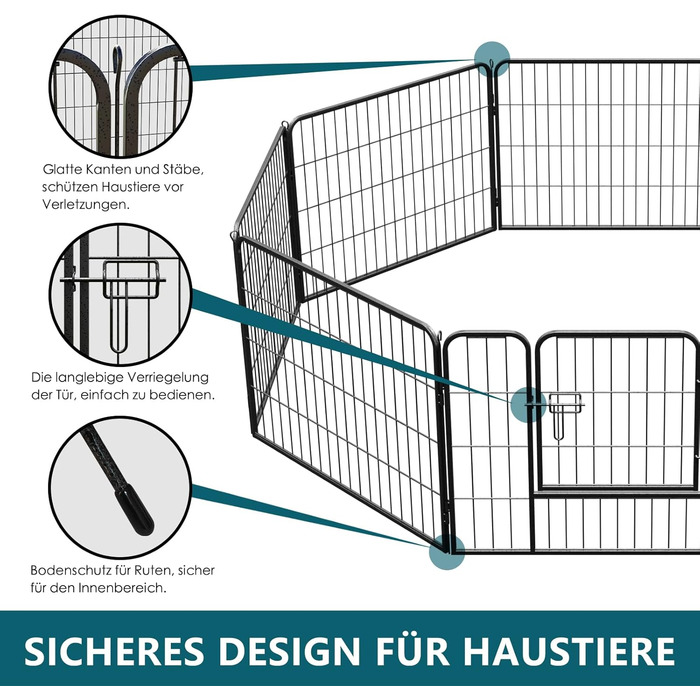 Клітка для цуценят, 60 см, для дому та вулиці, 8 панелей, 80x60 см