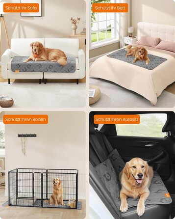 Водонепроникна собача ковдра Feandrea, 178 x 76 см, захист для авто та диванів, машинне прання, антиковзаюча, стегане покриття, сірий PPB025G01 (S 135x76 см)