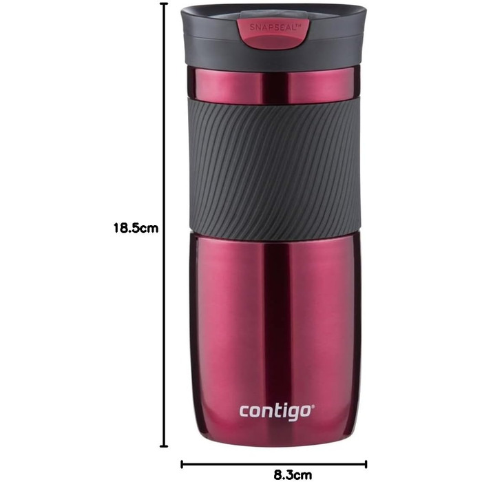Термокружка Contigo Byron Snapseal з нержавіючої сталі, 470 мл, для кави з собою, виготовлена з BPA-free матеріалами