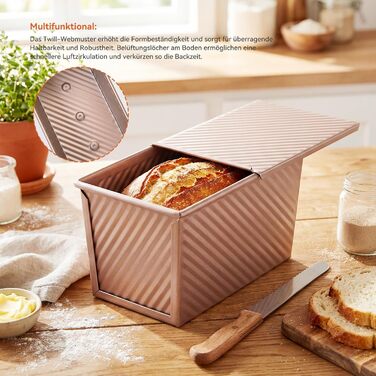 Форма для тостів OTraki 2 шт. з кришками: маленька (19x9.5x8 см) та велика (21x11.5x11 см), антипригарна форма для випічки хліба та тостів