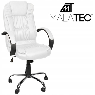 Офісне крісло Malatec обертове, біле, екошкіра, з регулюванням висоти