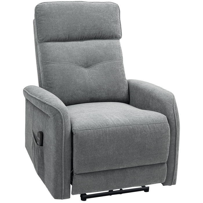 HOMCOM Electric Reclining Massage Chair, TV Chair with Reclining Function, Heating, USB, Vibration, Footrest, Side Pocket, TV Chair with Remote Control, Pocket Spring for Living Room, Dark Grey | Aosom
