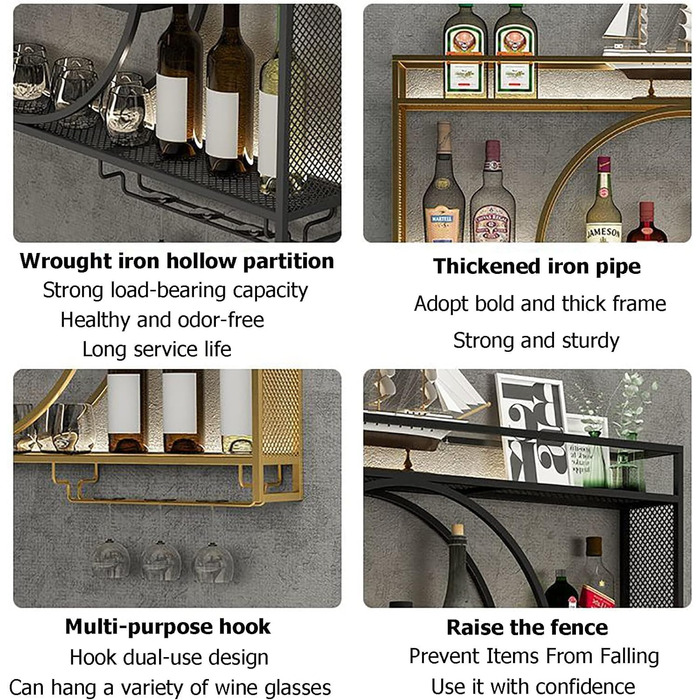 Сучасна вітрина для вина з металу, настінна, для дому, ресторану, бару (100см), 100 x 15 x 80 см