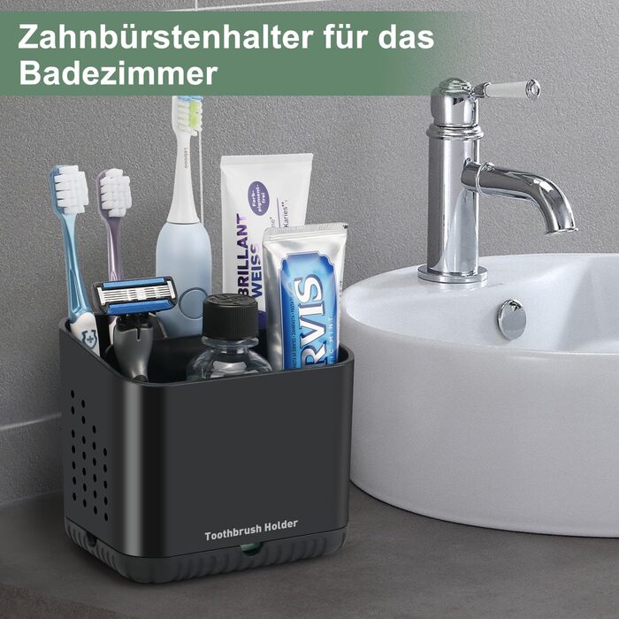 Тримач для зубних щіток електричних, органайзер для ванної кімнати, великий, чорний