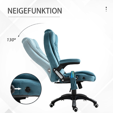Vinsetto Office Chair with Massage and Heating Function, Adjustable Gaming Chair up to 120kg, 68x72x110-120cm, Blue