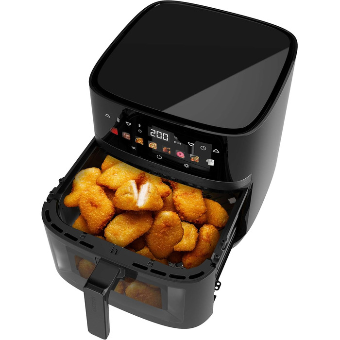 Cecotec Oil-Free Hot Air Fryer 8L Grill Plate - Grill - Double Heating Elements - Cecofry&Grill Duoheat 8000. 2200W, Dietetic and Digital, Window, Temperature Control 80-200°C, 8 Menus