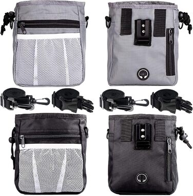 Сумка для ласощів STMK Leckerlibeutel для собак з поясом, 3 варіанти носіння, легка, іграшки, сухий корм, ласощі для собак, дресирування, навчання цуценят (сірий та чорний)