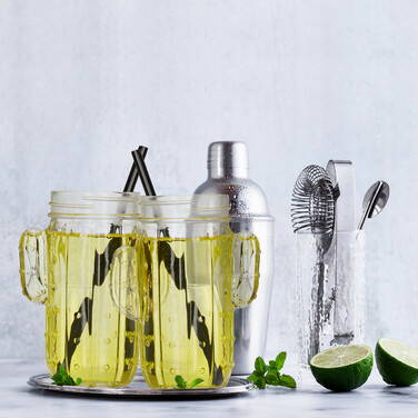 Relaxdays Set of 8 Cactus Drinking Glasses with Straws