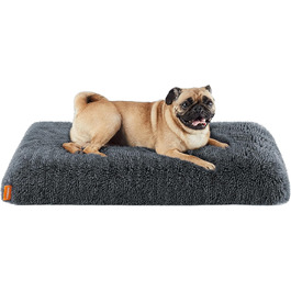 Feandrea Dog Bed, Orthopedic Dog Cushion, Padded with Bubble Foam, Removable and Washable Cover, Size M, for Small and Medium Dogs, 80 x 50 x 8 cm, Dark Grey PGW211G02
