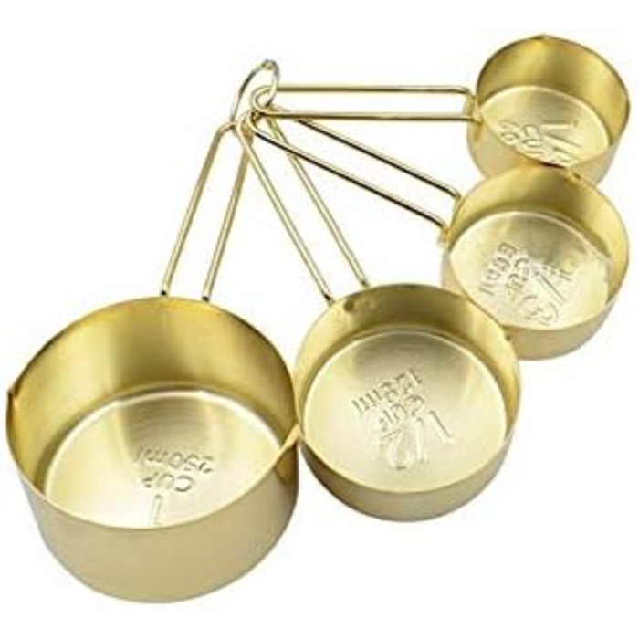4Pcs / Set Stainless Steel Measuring Cups Scale Hand Rose Gold Measuring Spoons Kitchen Cooking Baking Utensil Accurate Measurement (Size : Gold)