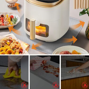 Термостійкий килимок для захисту від нагрівання 60x40 см. Стійкий до вогню, силіконовий килимок для кухонних стільниць, фритюрниць, кавоварок. Нековзкий та водонепроникний (40 см x 38 см, срібний)