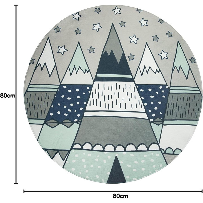 Дитячий килим Paco Home для хлопчиків та дівчаток 3D, Пастельні гори, хмари, зірки, 160x230 см, Сірий