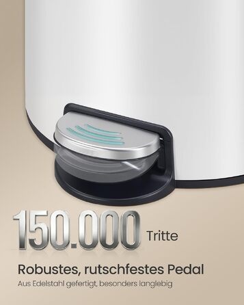 Сміттєвий відер SONGMICS для кухні з кришкою та системою Soft-Close, білий, 30 л