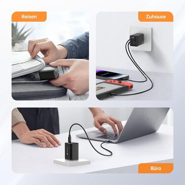 Зарядний пристрій USB-C 67W NOVOO GaN III з 3 портами, швидка зарядка для MacBook, iPad, Pixel, Samsung, iPhone, Steam Deck - Чорний