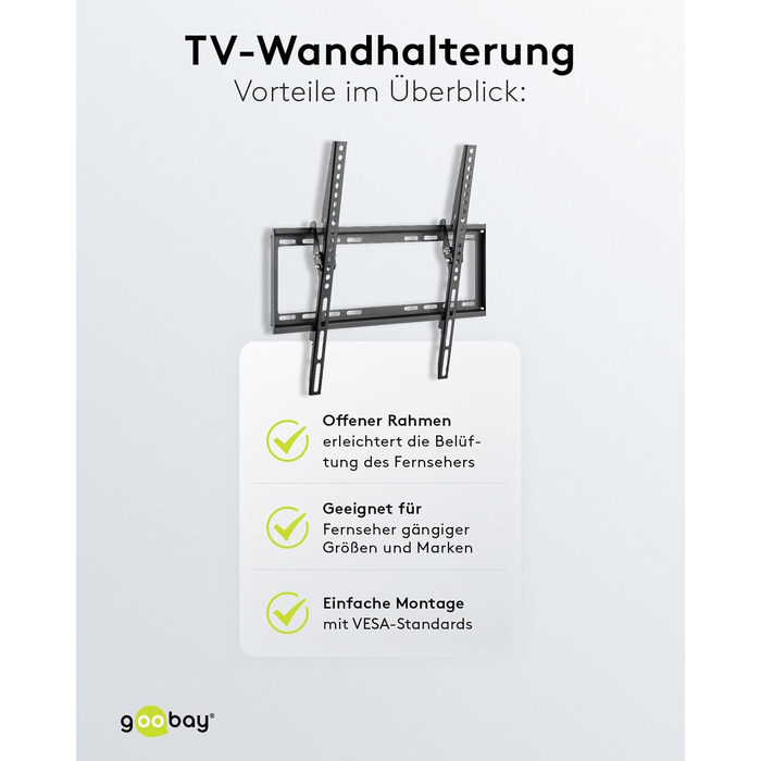 Настінний кронштейн для телевізора goobay Basic TILT XL (43–100 дюймів), нахил 10°, ультратонкий 45 мм, VESA 800x400, до 75 кг — 49743