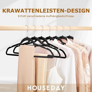В'язки для одягу HOUSE DAY, 30 шт., преміум-якість, велюрові, обертаються на 360°, для сорочок, костюмів, светрів, штанів (Чорний, 60 шт.)
