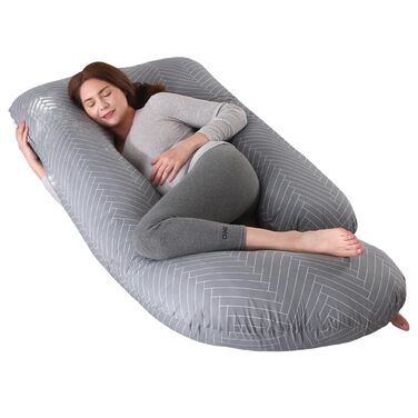 Подушка для вагітних Allopera, повного тіла, 145 см, знімний чохол, підтримка для ніг, спини, шиї, плечей, стегон, живота, трикотажна бавовна (темно-сірий)