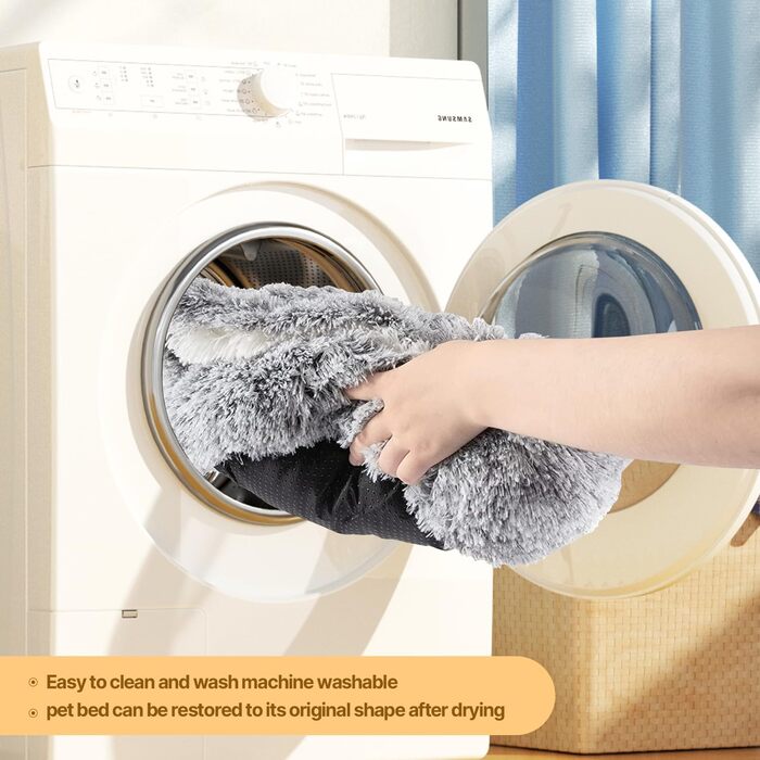 YAGE Soothing Cat Bed, Fluffy Plush Kitten Bed, Washable Anti-Anxiety Puppy Bed, Pet Bed for Small Dogs Soft Warm Donut Cat Sleeping Bag. No.: 015002802-0001(M-50cm)