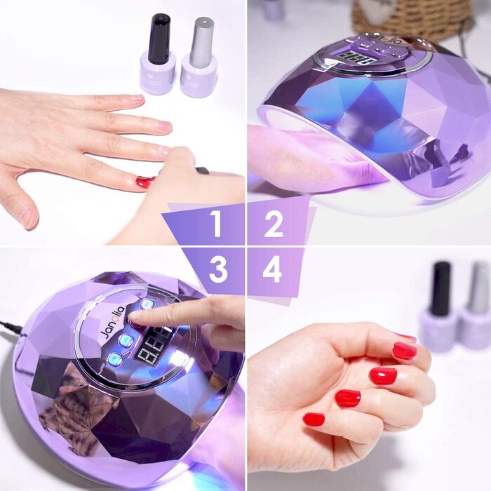 Лампа для сушіння нігтів Janolia 86W UV LED з сенсором та LCD дисплеєм для гель-лаку. Професійна лампа для нігтів з 4 таймером, підходить для гель-лаку.